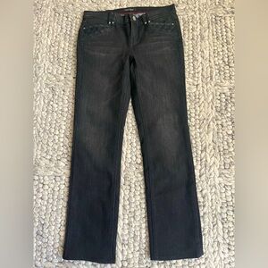 White House Black Market slim leg black jeans with rhinestone detail